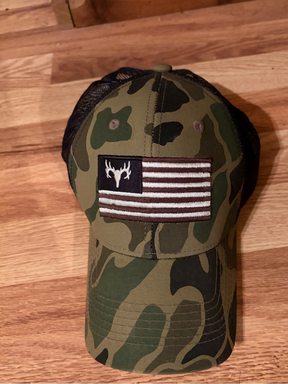 Camo Trucker Hat with American-Style Patch - Green